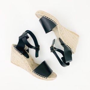 JCrew Corsica Black Espadrille Wedges Size 9